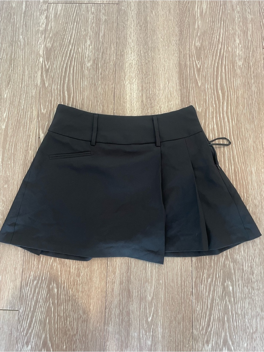 Princess Polly Black Skirt with Overlap Front